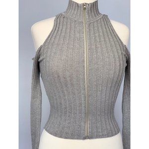 Open Shoulder Zipper Top